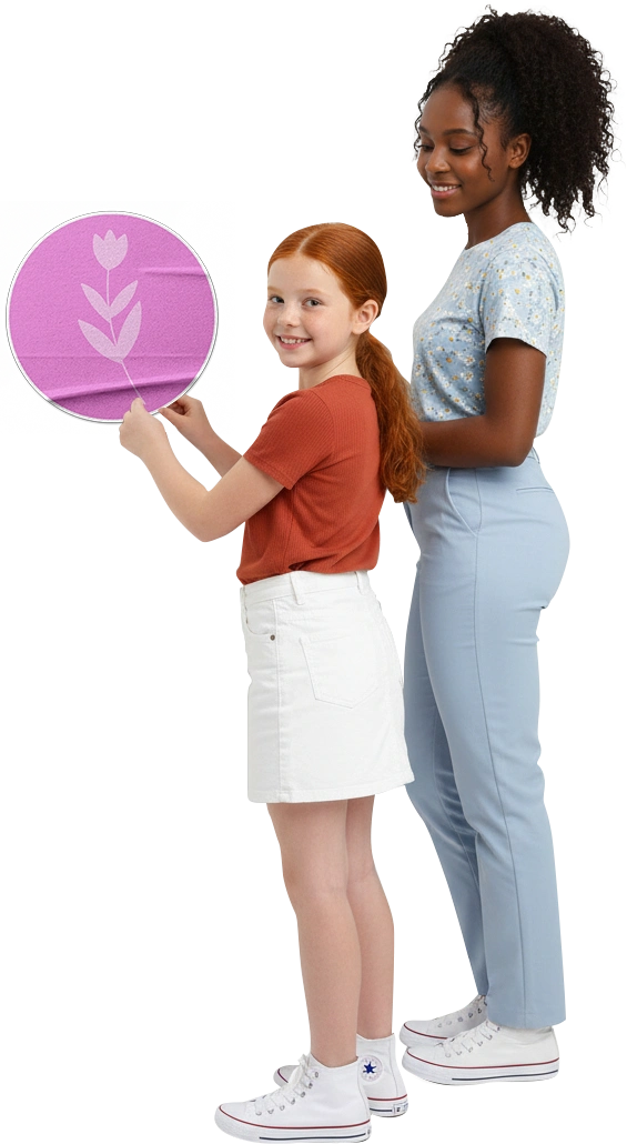 girl sticking a sticker 1